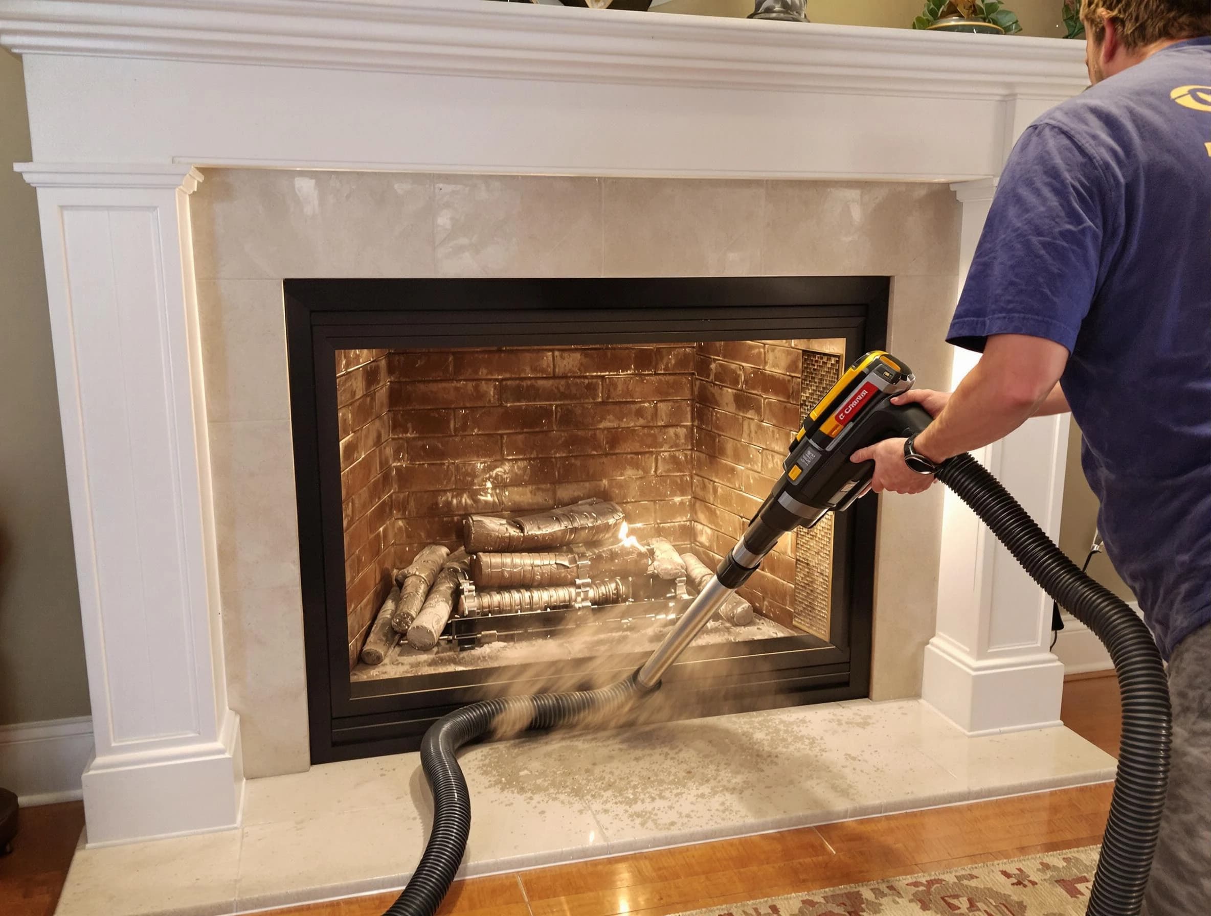 Fireplace cleaning performed by Walpole Chimney Sweep in Walpole, MA