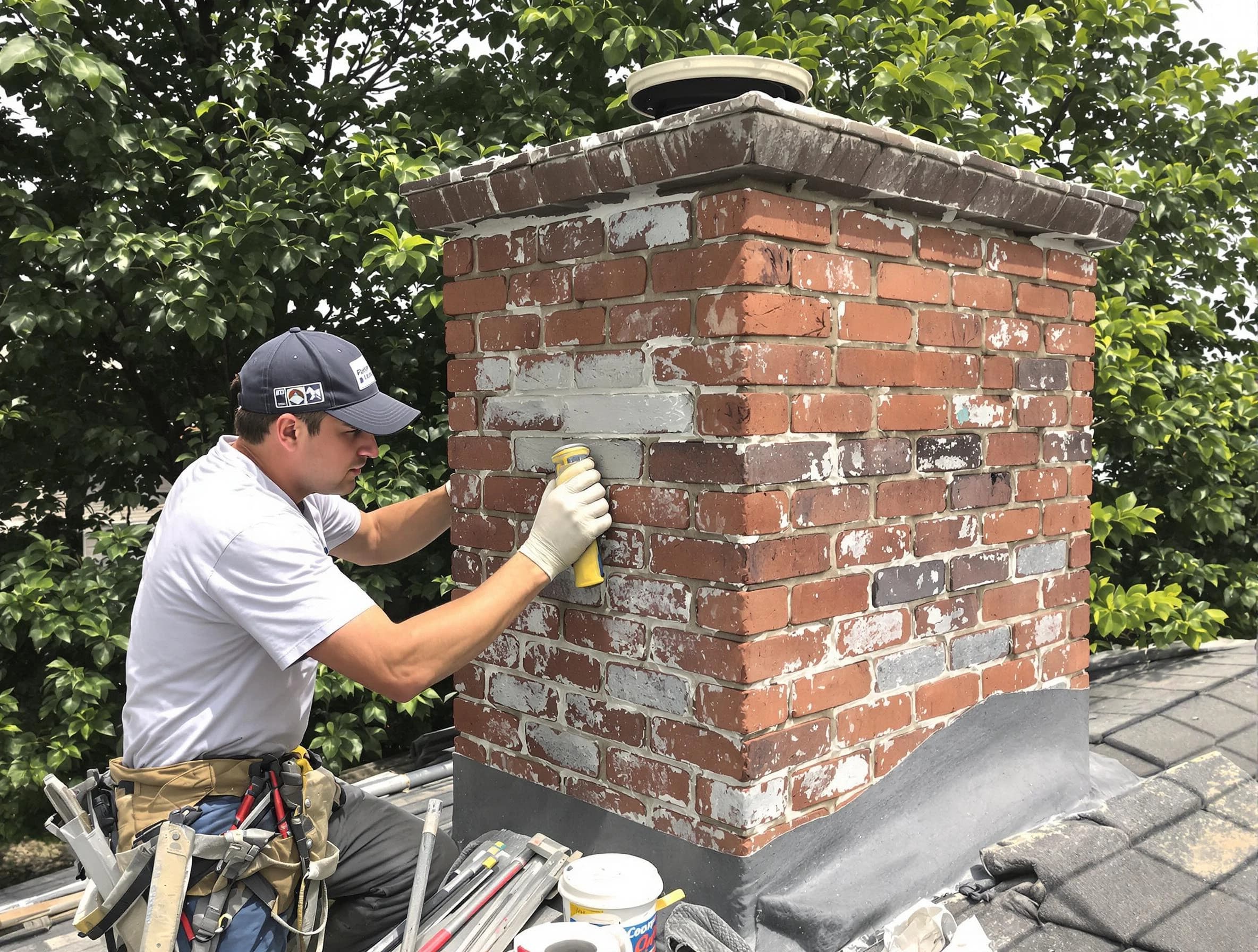 Walpole Chimney Sweep restoring an aging chimney in Walpole, MA
