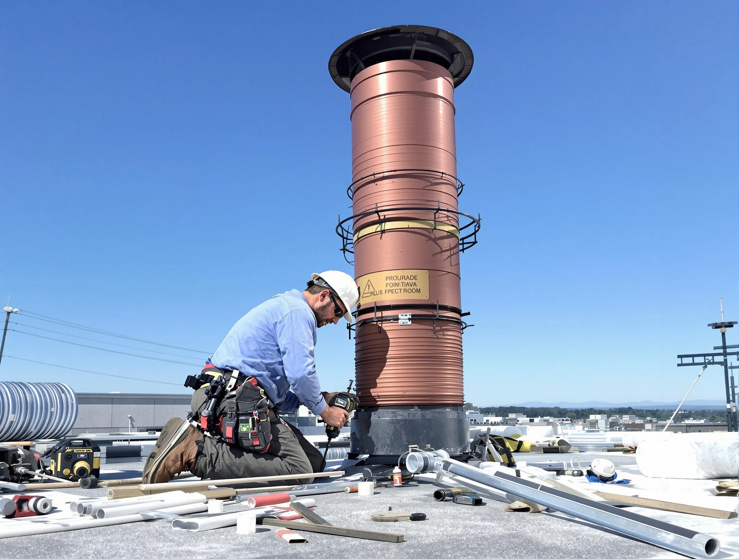 Installed chimney liner by Walpole Chimney Sweep in Walpole, MA