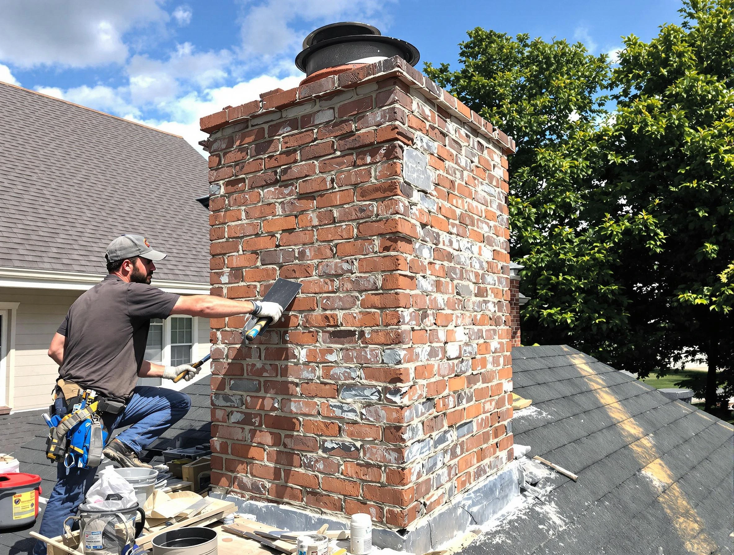 Completed chimney rebuild by Walpole Chimney Sweep in Walpole, MA