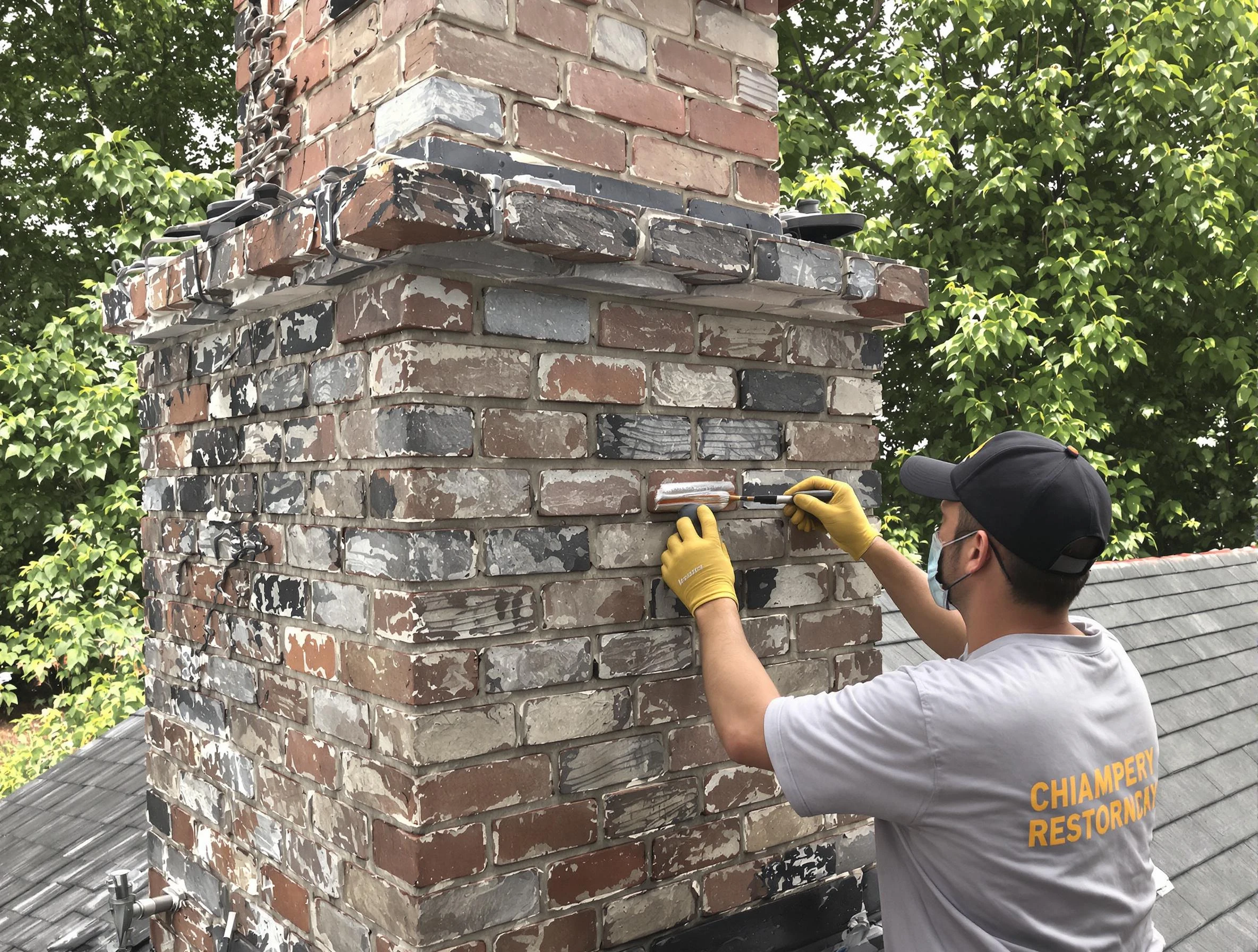In-progress chimney restoration by Walpole Chimney Sweep in Walpole, MA