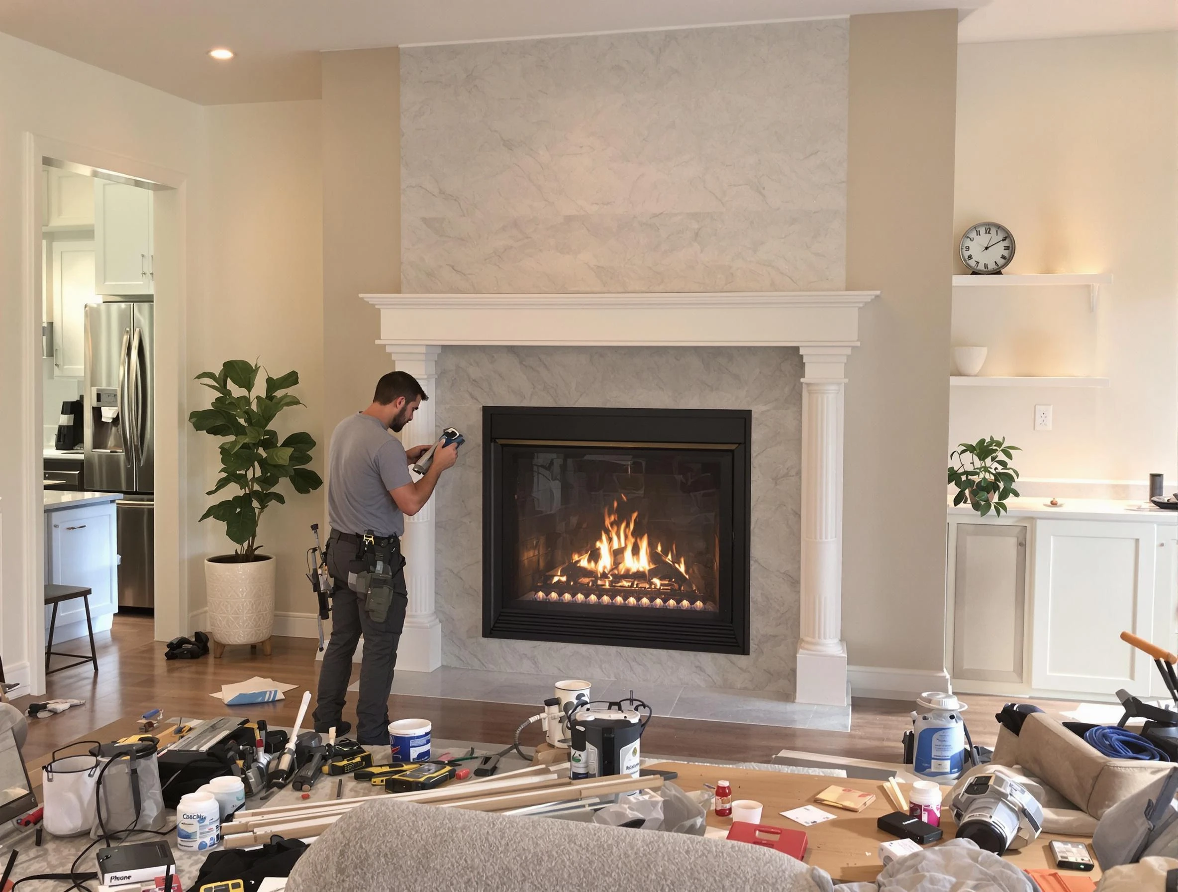 Newly installed fireplace by Walpole Chimney Sweep in Walpole, MA